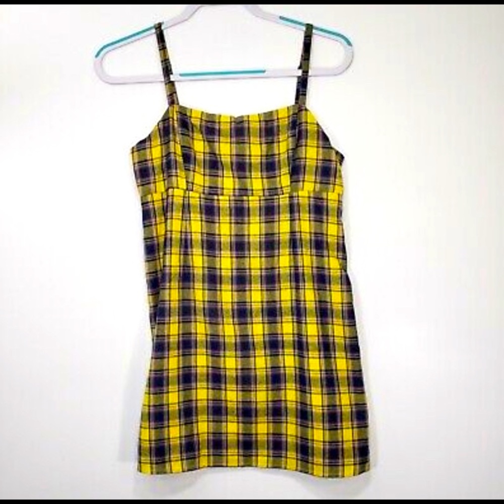Blue & Yellow Checkered Mini Dress